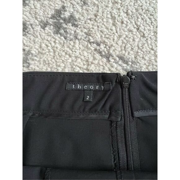 Theory Business Mini Skirt Womens 2 Black Wool Blend Stretch Pull-On Zip Casual - Picture 5 of 7